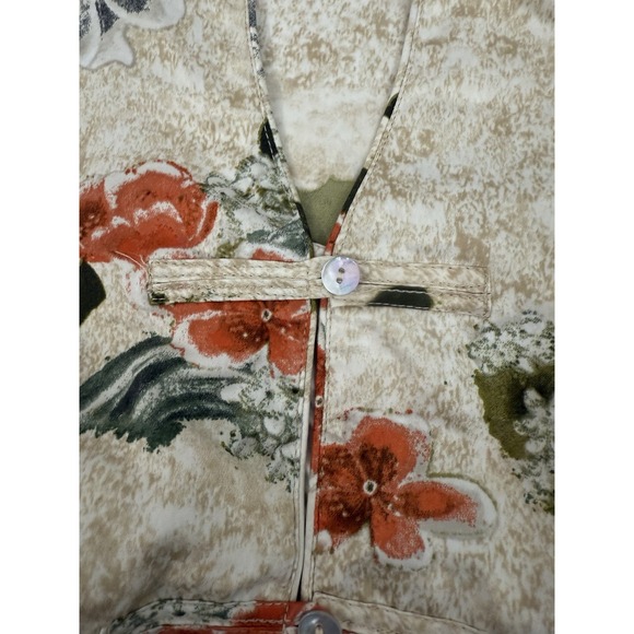 Natori Private Luxuries Pajama Top Ivory Floral Print Mandarin Collar Womens XS - Picture 6 of 8